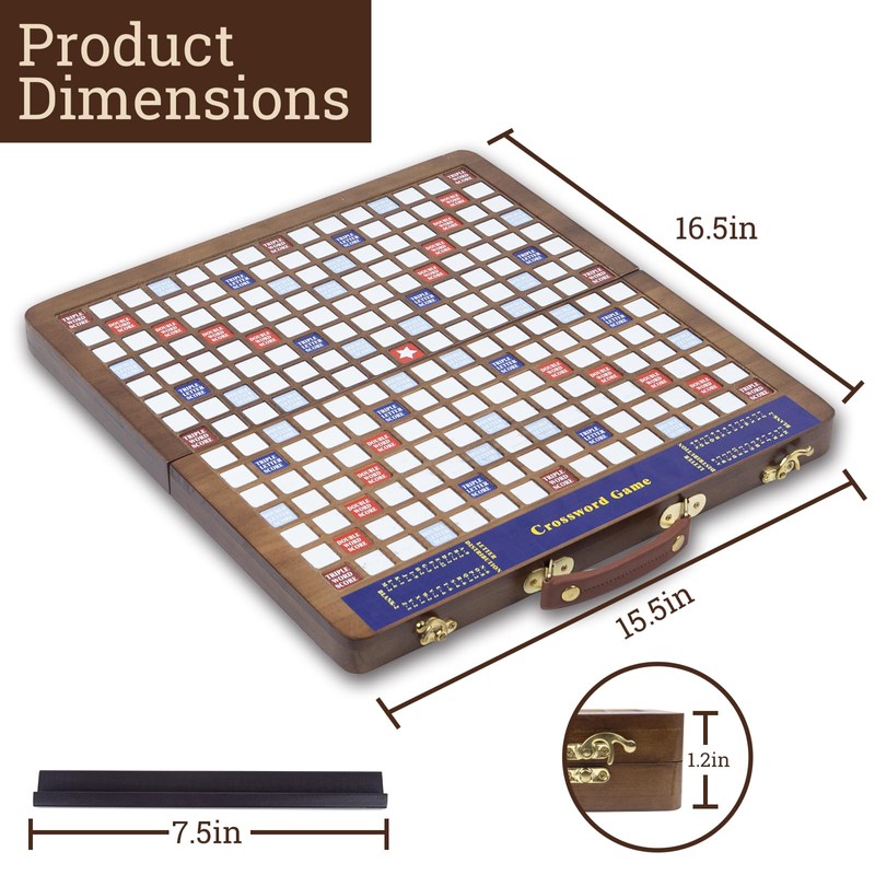 Wooden Folding Crossword Board Game – Word Game Set with