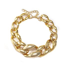 Bramian Chunky Chain Neck Necklace Hip Hop Punk Necklaces Exaggerated Single Layer Necklace Jewellery Adjustable for Women and Girls (Gold)