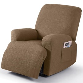 Timeles Recliner Covers Recliner Chair Covers Reclining Couch Covers Sofa Slipcovers Stretch Soft Washable (Single-Seater, Light Brown)