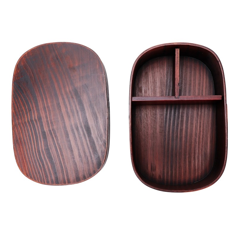 Wooden Lunch Box Portable Food Container Tablewares for Home Office