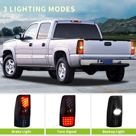 AUTOSAVER88 LED Tail Lights Compatible with Chevy Silverado 1999-2006, 2007 Chevy Silverado Classic, Tail Lamps for GMC Sierra 1999-2002 Black Smoke Replacement Assembly (FIT FLEETSIDE MODELS ONLY)
