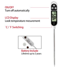 Grill Thermometer Meat Thermometer Kitchen Thermometer Roasting Thermometer Cooking Thermometer with 3s Instant Reading LCD Screen and Long Probe for Kitchen, Grill, BBQ, Food