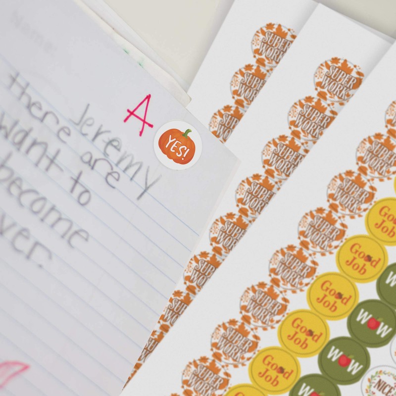 Teacher Reward Grading Stickers for Kids, Fall Themed Motivational Classroom