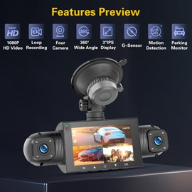 Hikity USB DVR Dash Cam for Android Car Radio Waterproof Mini 3 Inch Four Car Camera Car Recorder Night Vision Dash Camera Loop Recording with G-Sensor Video Recorder 150° Wide Angle