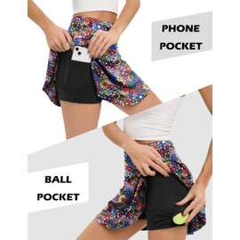 Oyamiki - Falda de tenis de cintura alta, faldas atléticas de golf, para mujer, estilo informal, con 3 bolsillos, Flores pequeñas plisadas, M