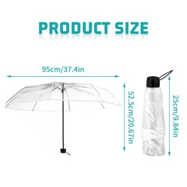 NATUCE Paraguas Transparent, Foldable Transparent Wedding Umbrellas, 8 Ribs, Windproof, Clear Wedding Umbrellas, Manual Opening Close, Transparent Pockets Umbrella for Photograph, Transparent