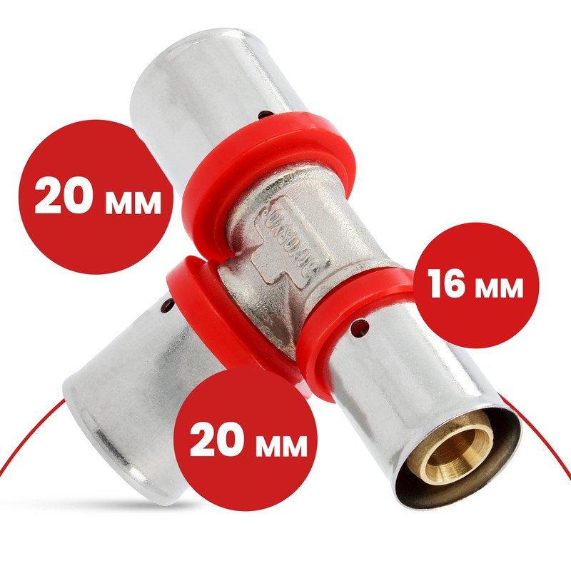 T-Piece PEX Press Fitting 20 x 20 x 16 mm