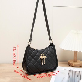 FOSDICK Handbag Black Shoulder Bag Women's Handbag Women's Small Hobo Bag Y2K Shoulder Bag Elegant Handbag Teenager Girls Women's Handbag Small for Christmas and Birthday, 20 x 6 x 13 cm, black