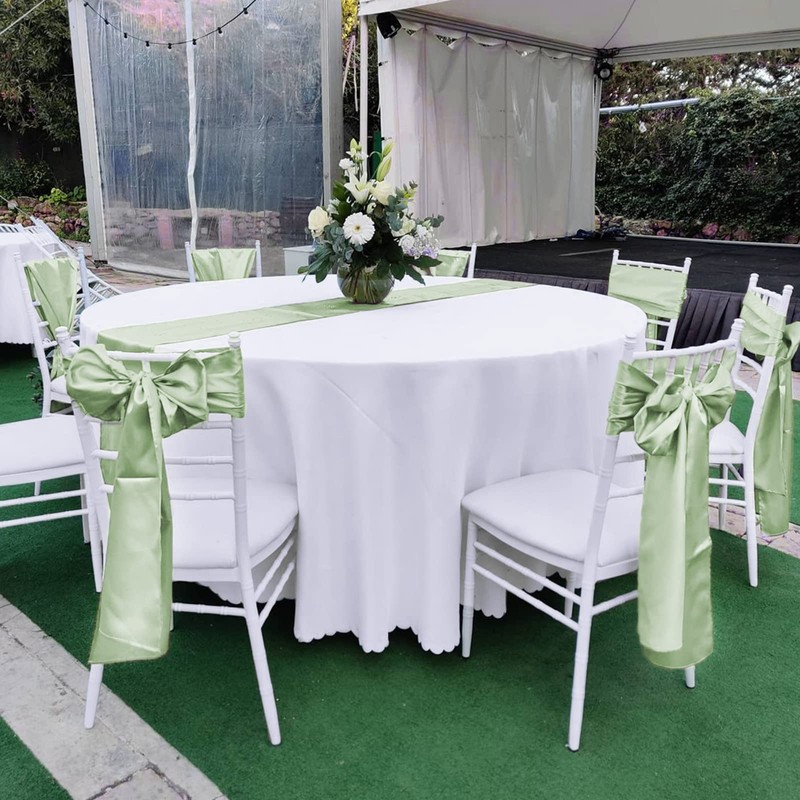 15 Pack Sage Green Satin Table Runners 12 x 108