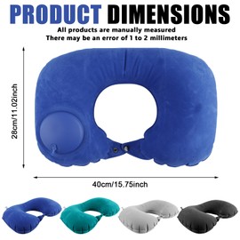 Pack of 4 Travel Pillows, Inflatable Travel Pillow, Multifunctional U-Shaped Travel Neck Pillow, Refillable Neck Pillow, U Shape Pillow, Suitable for Sleeping Rest, Airplane, Car, Office and Camping