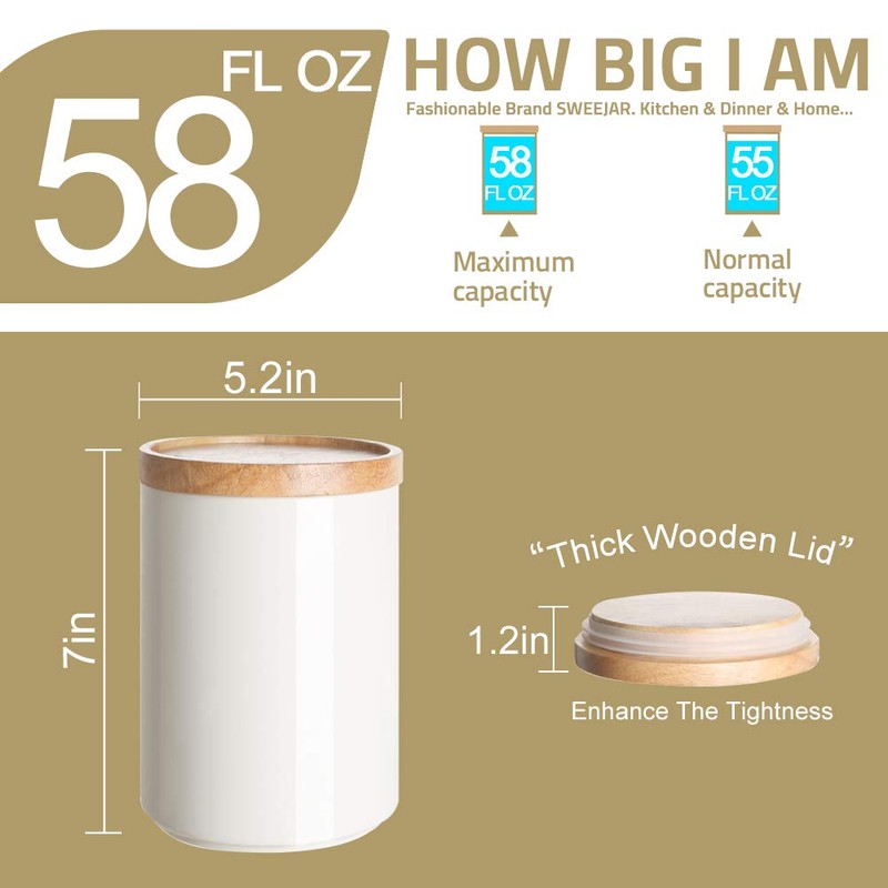 SWEEJAR Kitchen Canisters 58 FL OZ Ceramic Food Storage Jar,