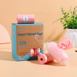 USBOO Disposable Diaper Bags for Baby - Cherry Blossom Scented, Disposable Trash Bag with Dispenser - 20 Refill Rolls (300 Pack),Ideal for Diaper Disposal