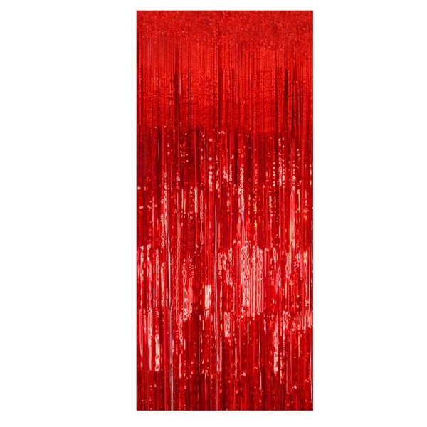 Red Foil Curtain Fringe Tinsel - 2 Meter Door Backdrop