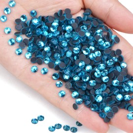 3000 Pieces Hot Fix Glass Flatback Rhinestones HotFix Round Crystal Gems (Aquamarine, SS10)