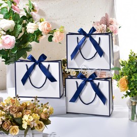 DOYIDE 30 Pcs Thank You Gift Bags with Tissue Paper, 9x7x3.1in Paper Gift Bags with Handles, Gift Wrap Bags with Bow Ribbon for Wedding Birthday Baby Shower Bridesmaid Party