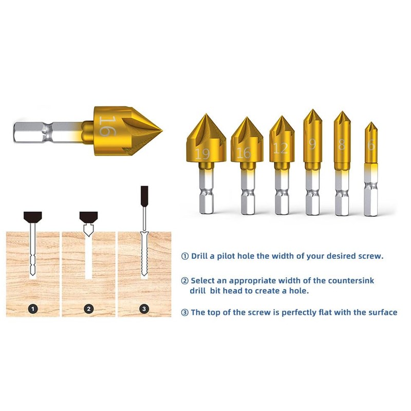 MAEXUS Countersink Drill Bit Countersink Drill Bit 6 Counter Sinker