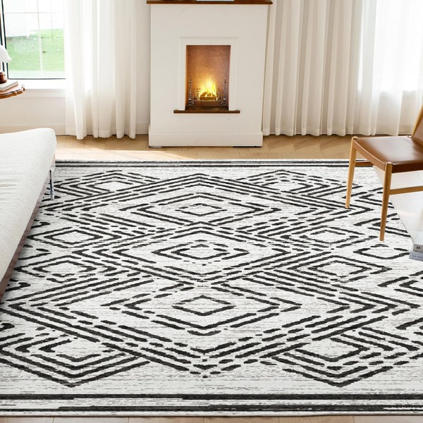 Syalife Boho Area Rug, Non Shedding 8x10 Washable Rug with