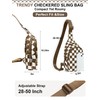 Checkered Sling Bag for Women, Small Checkered Crossbody Chest Bag