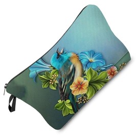 Livel lhood Floral Bird Makeup Bag Cute Small Organizer Bag Travel Toiletry Zipper Pouch Floral Bird Cosmetic Bag Vintage Bird Birthday Present for Bird Lovers Women Friends