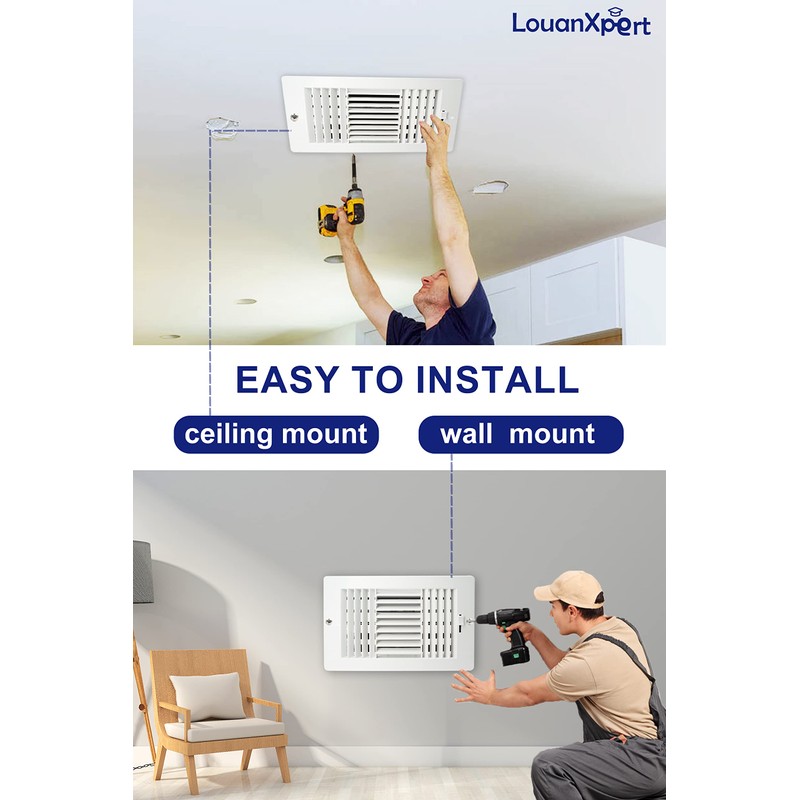10"x6" Air Vent Cover Ceiling Register,LouanXpert Wall Vent Three-Way Plastic