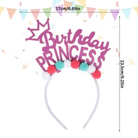 Birthday Headband Girl Tiara Crown Headband, Birthday Party Hats, Princess Crown Hair Band Party Decoration Gifts Photo Prop