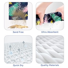 Miss Rui Microfiber Quick Dry Beach Towel, Extra Large 180x80cm Pool Towel with Carry Bag Fast Absorbent Lightweight Sand Free Travel Towel for Bath Swim Camping
