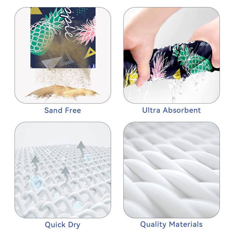 Miss Rui Microfiber Quick Dry Beach Towel, Extra Large 180x80cm