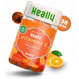 HEALLY | Vitamina C en Gomitas Sin Azúcar | 72 gomitas Con Zinc, Vitamina D, Selenio, y Betaglucano | Origen natural Vegano | Sin Gluten | Sabor Manda