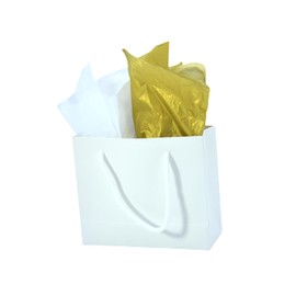 JUNESHE Small Gift Bags with Handles & Tissue Paper,4 Pack Mini White Gift Bags, Extra Small White Bags, Tiny Gift Bags