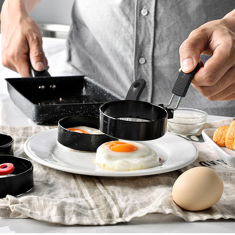 Egg Rings Fried Egg Mold 4 Pcs Large 6" Pancake