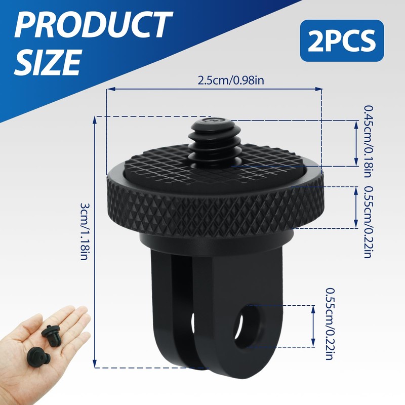 2 Pcs 1/4"-20 Camera Tripod Conversion Adapter, Aluminum Camera Tripod