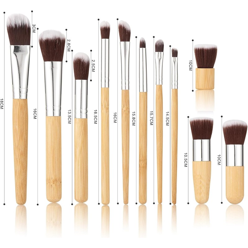 11 PCS Set de Brochas para Maquillaje Bambu