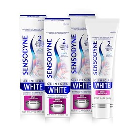 Sensodyne Clinical White - Pasta dental clínicamente probada para blanquear dientes sensibles, protector contra manchas, 3.4 onzas x 3