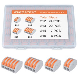 RVBOATPAT 59pcs Lever Wire Connectors Kit Push-In Electrical Connectors Quick Connect Lever Nuts 2/3/4/5 Conductor Combination for 28-12AWG