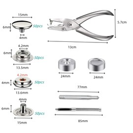 200 Pcs Leather Snap Fasteners Kit,15mm Heavy Duty Snap Button Press Stud Cap with Pliers and 3 Setting Tools for Boat Cover, Sewing Leather Clothes, Bags,Jeans Wears,DIY Craft