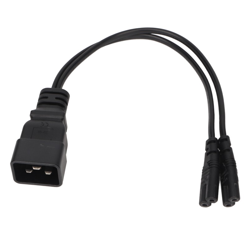 Dual IEC320 C7 to C20 Cord Universal Y Power Splitter