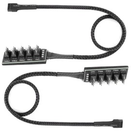 upHere 5 Way 4 Pin PWM Fan Splitter Cable,PC Fan Extension Cable, PWM Fan Extension Cable, for Computer ATX Case 4-Pin/3-Pin Cooling Fan Cable (2 Pack)
