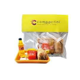 COMPACTINI Miniature Model 1:12 Scale Set Dollhouse Accessories Fast Food Miniature Hamburger Fried Chiken Miniature Soda Bottle Miniature (Burger Set Soda F)