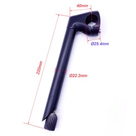 catazer Road Bike Stem Half Aluminum Alloy Axe Grip Stem with 40x22.2x220mm Fixed Gear Forward Extension Bicycle Gooseneck Handlebar Stem (25.4mm, Black)
