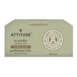 ATTITUDE Air Purifier with Activated Carbon Filter, Plant- and Mineral-Based Ingredients, Traps Pet Odors and Pollutants, Vegan and Cruelty-Free, Lavender, 227 grams