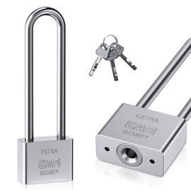 Lengthened Padlock with 3 Keys, 40mm Long Shackle Padlock High Security Locker Heavy Duty Keys Lock for Warehouses Container Doors Garage Shed Gates Bicycle