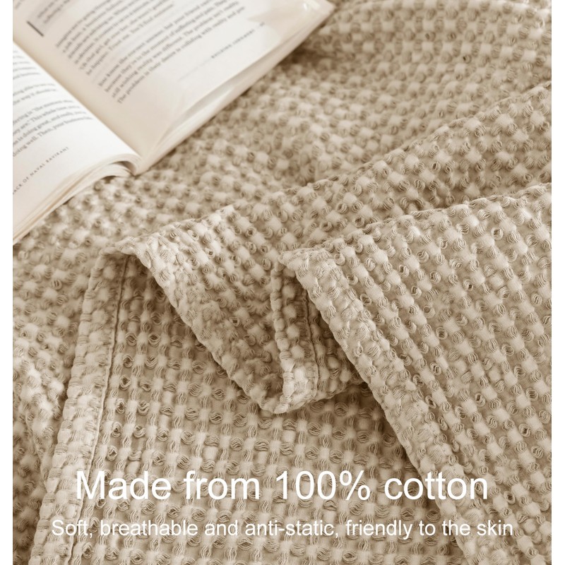 Talasily 100% Cotton Blanket Queen Size for Bed - Lightweight