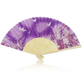 Morikuru TK01-12 Silk Fan, 8.3 inches (21 cm), Silk Fan, Women's, Japanese Style, Japanese Pattern, SG Wonder Zone, purple