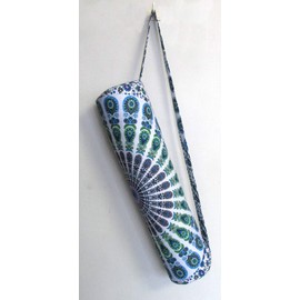 INDIAN CRAFT CASTLE ICC Yoga Mat Bag Carrier Full-Zip Exercise Yoga Mat Carry Bag for Women Men with Multi-Functional Storage Pockets and Adjustable Shoulder Strap 26X6 Inches (Blue Mandala)