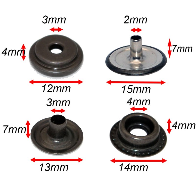 27Sets 15mm Stainless Steel Fastener Snap Press Stud Button Kits