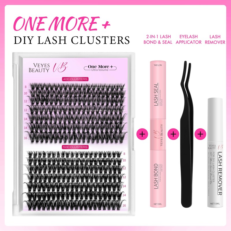 VEYESBEAUTY Lash Clusters Eyelashes Cluster Lashes Extensions One More+ Multi-type