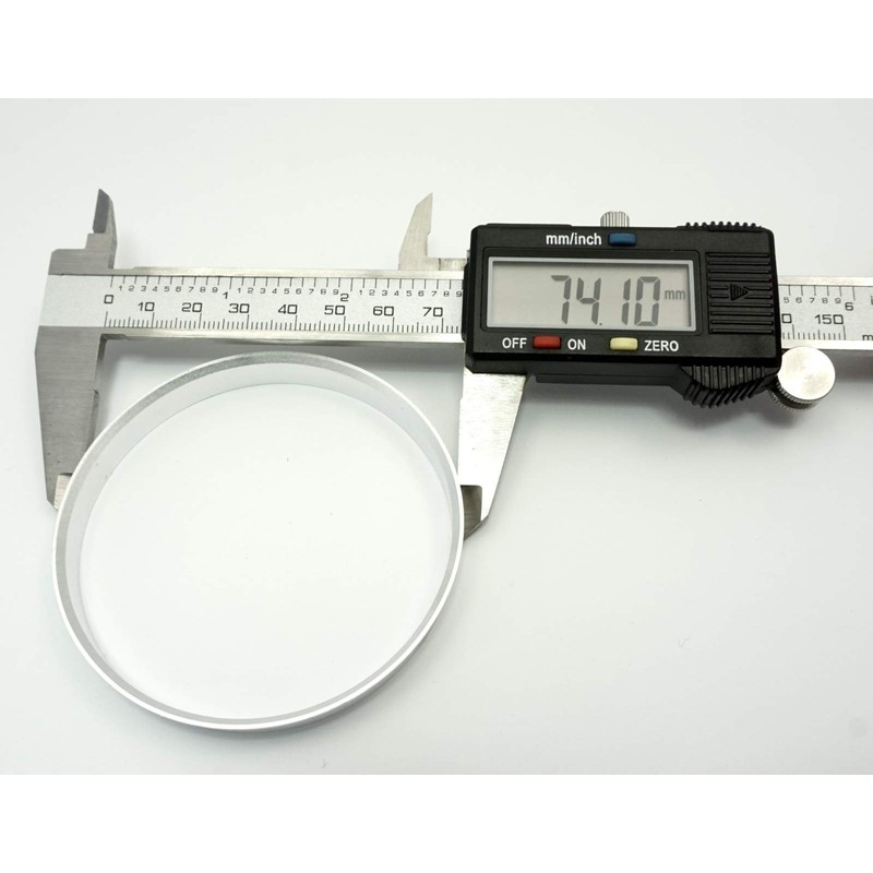 4 centring rings made of aluminium, aluminium in silver, 74.1