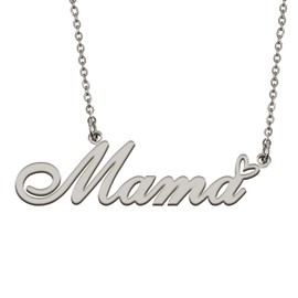 HUAN XUN Silver Initial Letter Necklace for Women Girls Mama Custom Nameplate