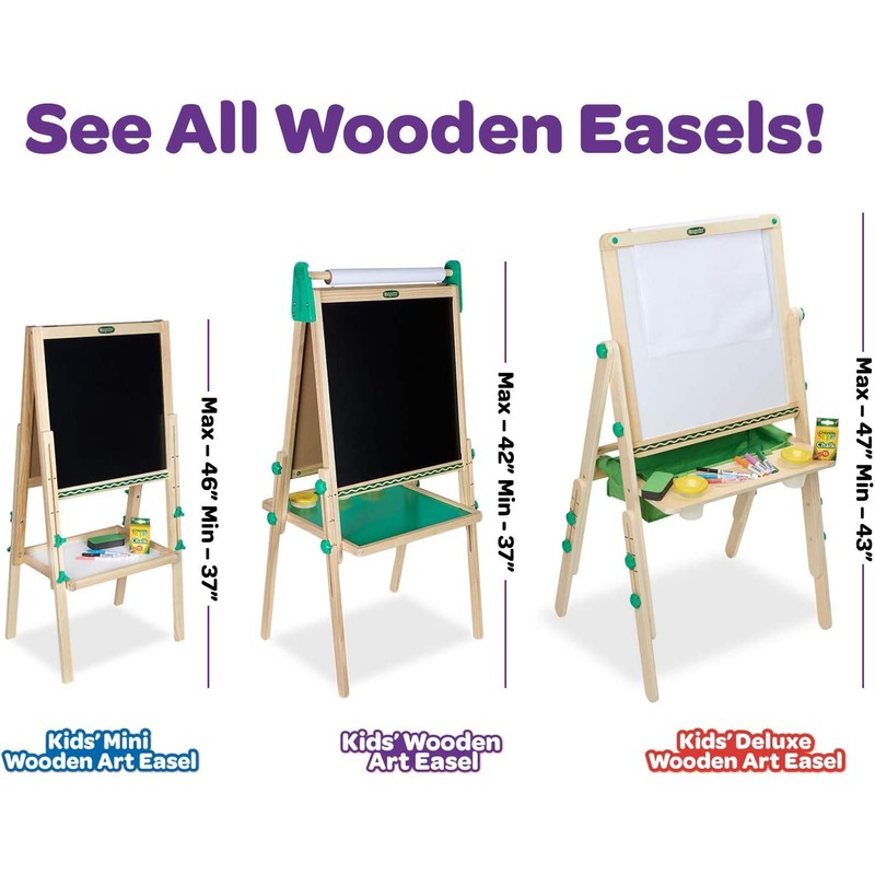 Crayola Kids Mini Wooden Art Easel & Supplies, Toddler Toys,