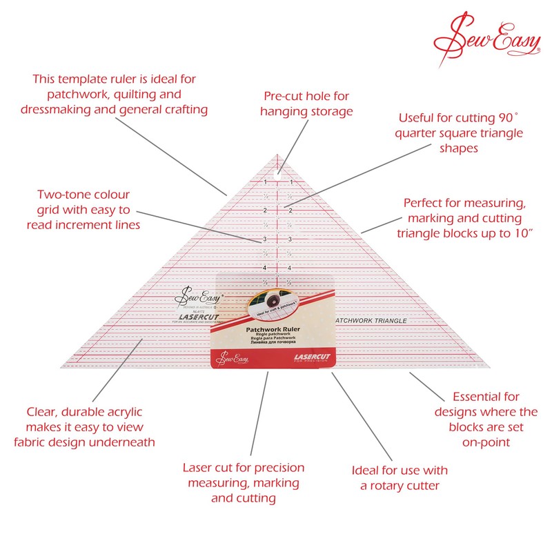 Sew Easy 90° Triangle Template – Quilting & Patchwork Rule